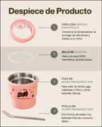 Taza Térmica de Café Kawaii con Tapa Hermética y Pitillo | Acero Inoxidable 304 | 420 ml