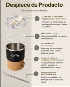 Taza Térmica Premium CAR COFFEE CUP con Tapa Hermética y Pitillo | Acero Inoxidable 304 | 420 ml