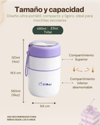 Fiambrera Térmica Sweet de 2 Niveles con Compartimentos Independientes | Acero Inoxidable 304 | 680 ml
