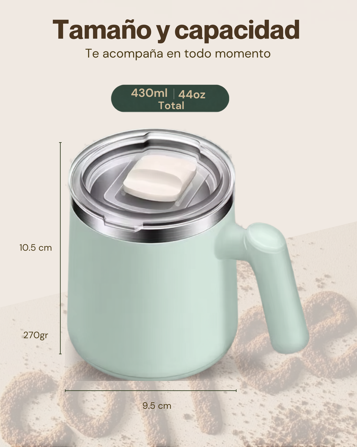 Taza de Café Térmica Portátil FANCY TEA con Tapa Hermética | Acero Inoxidable 304 | 430 ml