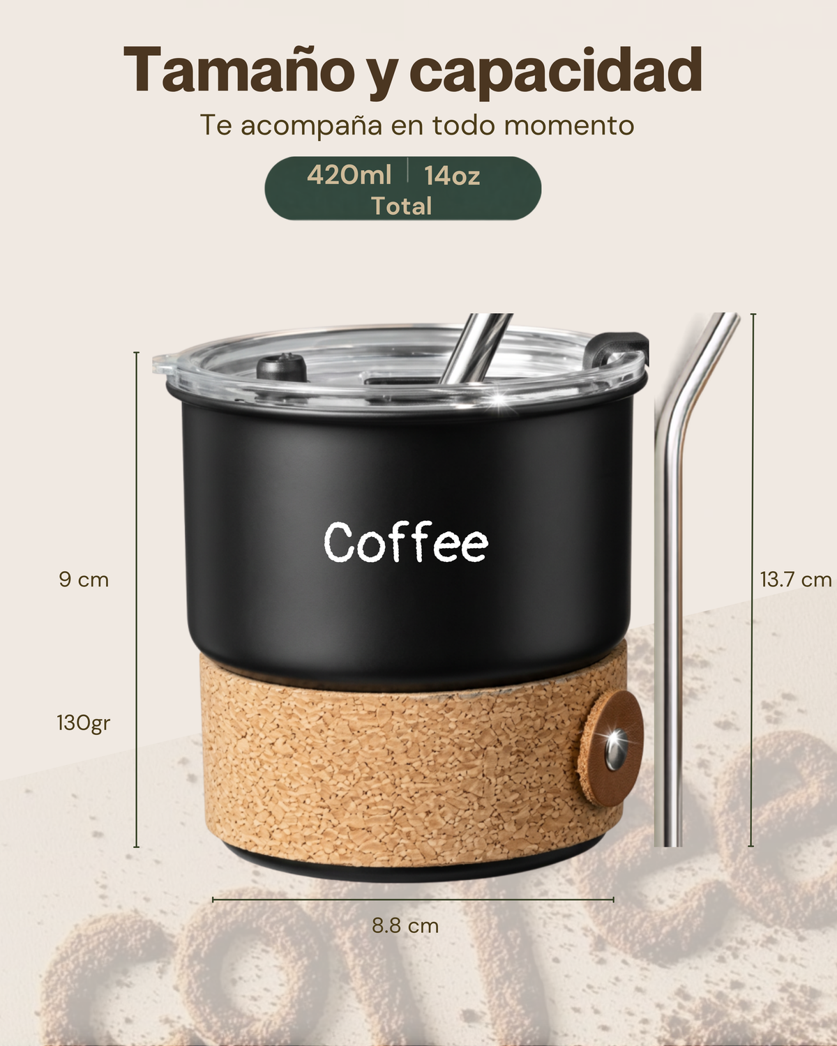 Taza Térmica Premium CAR COFFEE CUP con Tapa Hermética y Pitillo | Acero Inoxidable 304 | 420 ml