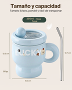 Taza Térmica Mugs LUCKY con Tapa Hermética y Pitillo | Acero Inoxidable 304 | 395 ml