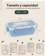 Lonchera Lunch Box de 1 Nivel con 3 Compartimentos Independientes | Plástico de Doble Pared | 840 ml