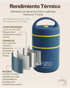 Fiambrera Térmica de 2 Niveles con Compartimentos Independientes | Acero Inoxidable 304 | 680 ml