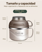 Portacomidas Térmico Premium de 1 Nivel con Plato Interior y Tazón 2 en 1 | Acero Inoxidable 304 | 1850 ml