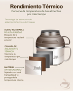 Portacomidas Térmico Premium de 1 Nivel con Plato Interior y Tazón 2 en 1 | Acero Inoxidable 304 | 1850 ml
