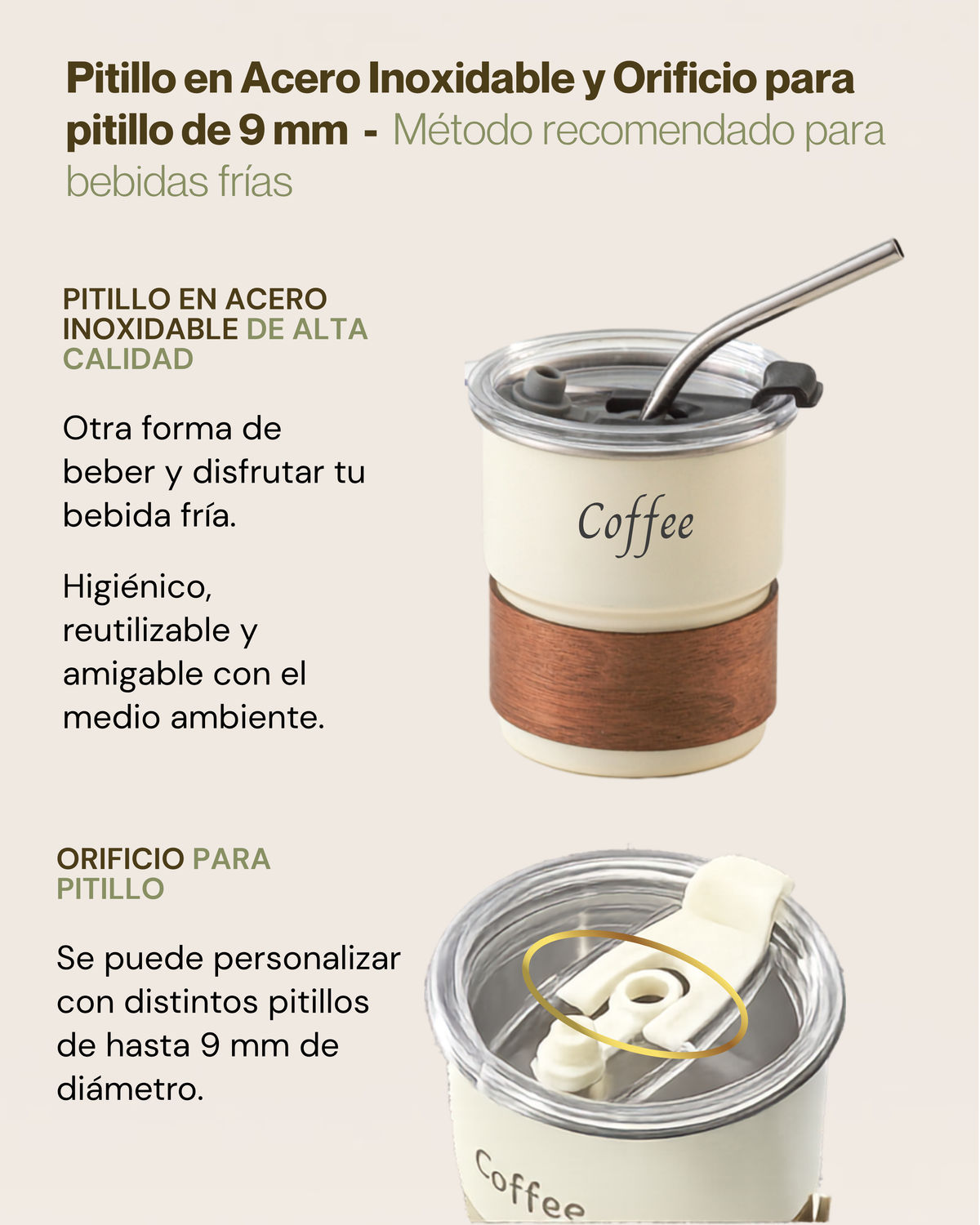 Taza Térmica Premium CAR COFFEE CUP con Tapa Hermética y Pitillo | Acero Inoxidable 304 | 420 ml