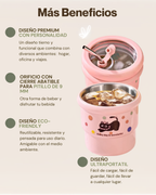 Taza Térmica de Café Kawaii con Tapa Hermética y Pitillo | Acero Inoxidable 304 | 420 ml