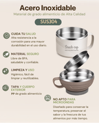 Portacomidas Térmico Premium de 1 Nivel con Plato Interior y Tazón 2 en 1 | Acero Inoxidable 304 | 1850 ml