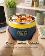 Portacomidas Térmico Premium de 1 Nivel con Plato Interior | Acero Inoxidable 304 | 1500 ml