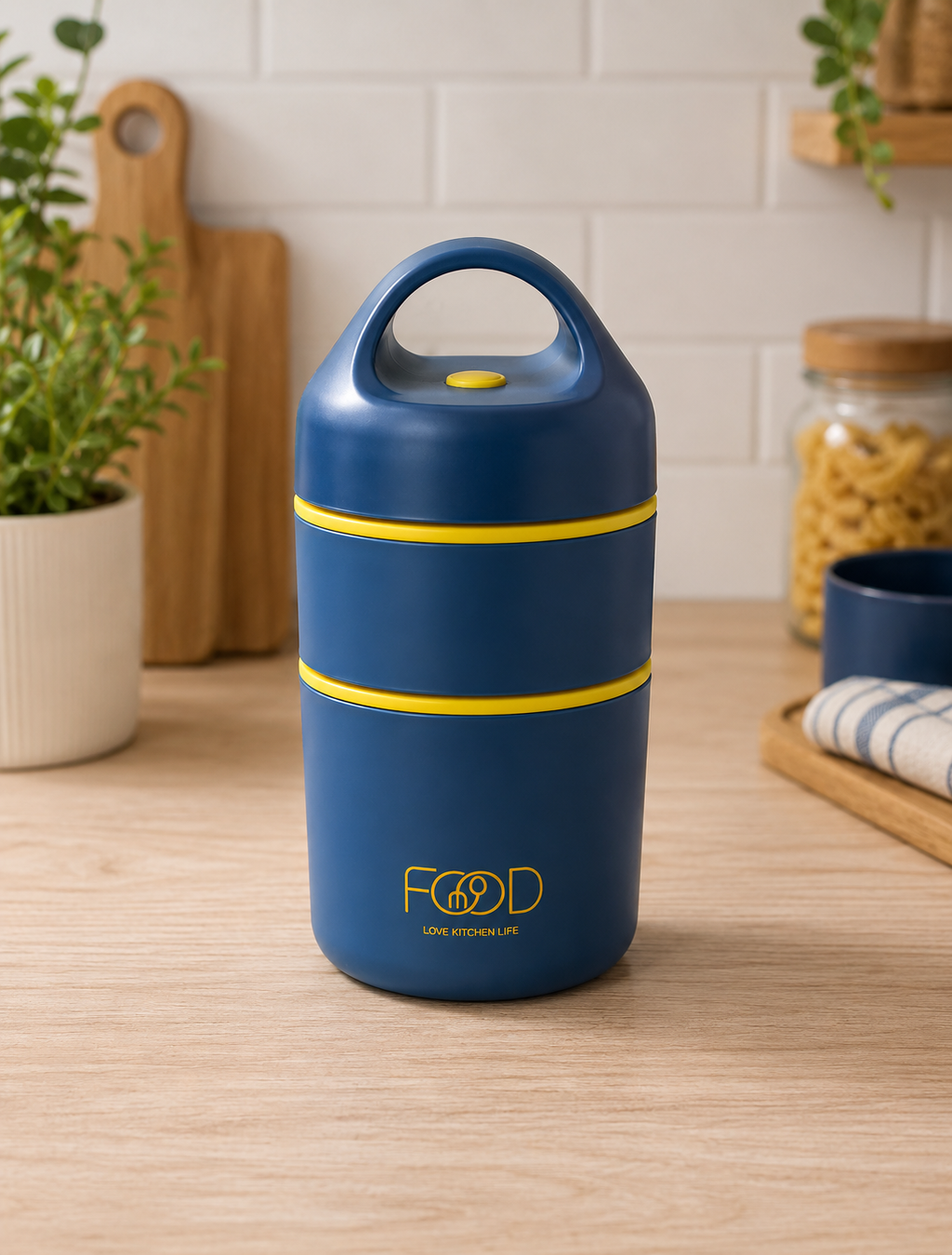 Fiambrera Térmica de 2 Niveles con Compartimentos Independientes | Acero Inoxidable 304 | 680 ml