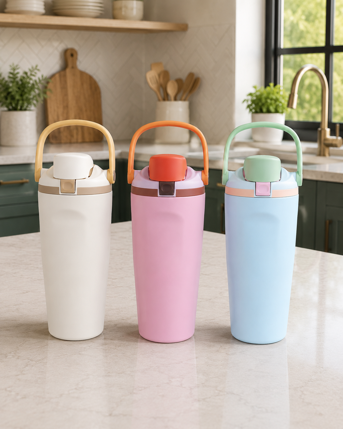 Termo Premium Fiesta con Asa Ergonómica | Acero Inoxidable de Doble Pared | 30 oz (887 ml)