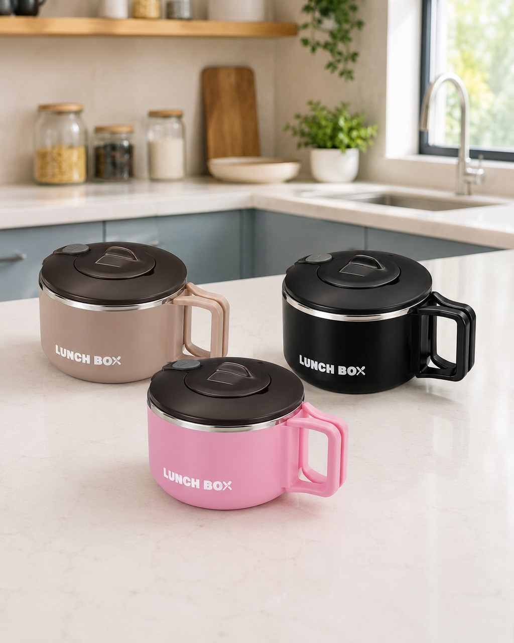 Portacomidas Térmico Premium de 1 Nivel con Asa Abatible | Acero Inoxidable 304 | 1200 ml