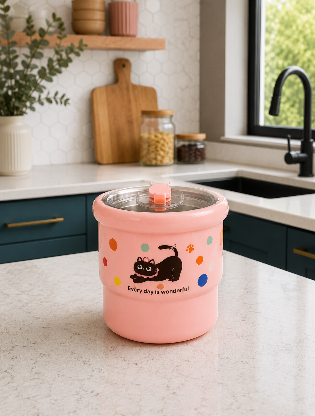 Taza de Café Kawaii con Tapa Hermética y Pitillo | Acero Inoxidable 304 | 420 ml