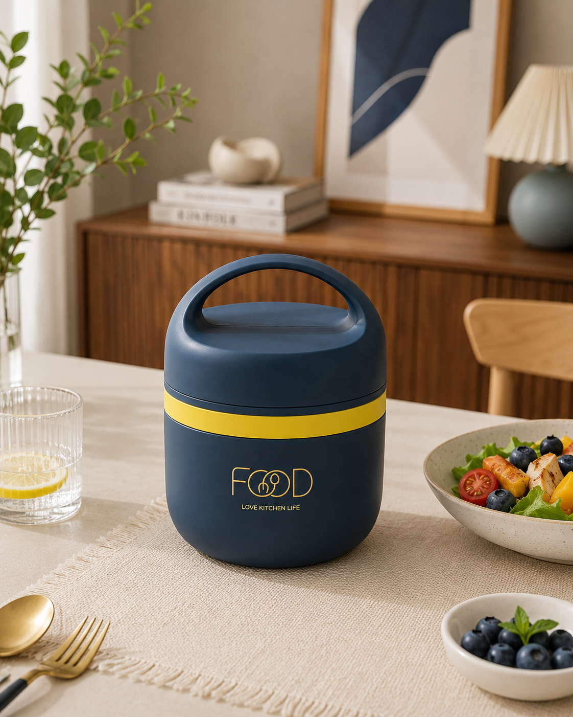 Portacomidas Térmico Premium de 1 Nivel con Plato Interior | Acero Inoxidable 304 | 1500 ml