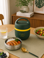 Portacomidas Térmico Premium de 1 Nivel con Plato Interior | Acero Inoxidable 304 | 1500 ml