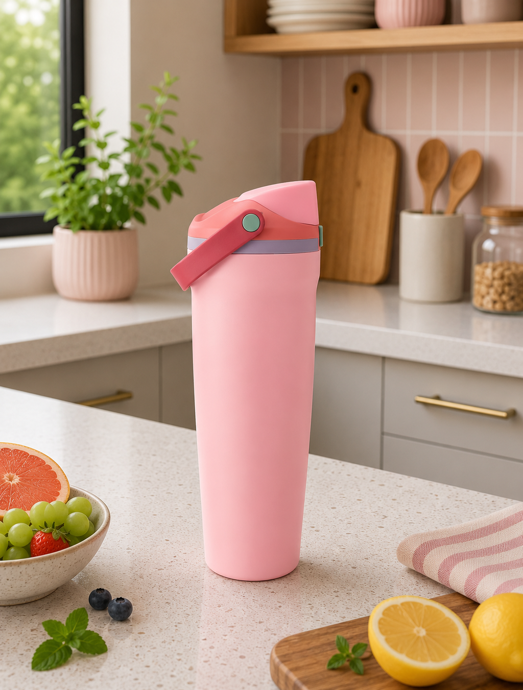 Termo Premium Fiesta con Asa Ergonómica | Acero Inoxidable de Doble Pared | 30 oz (887 ml)