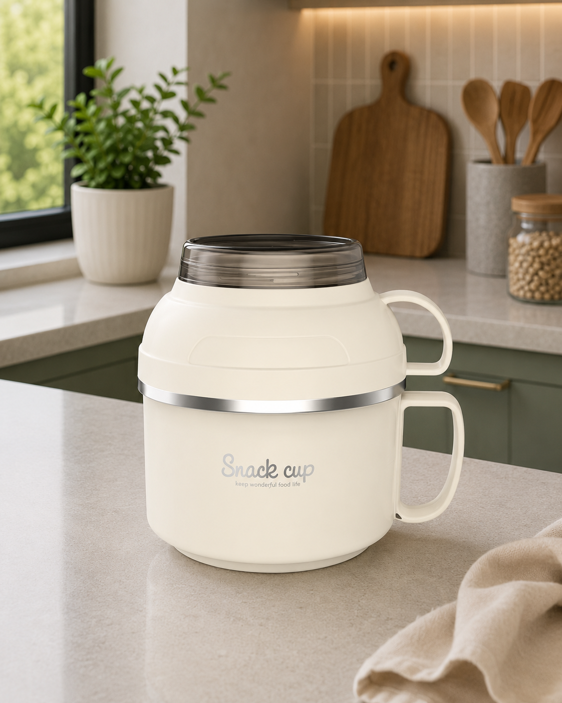 Portacomidas Térmico Premium de 1 Nivel con Plato Interior y Tazón 2 en 1 | Acero Inoxidable 304 | 1850 ml