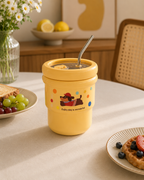 Taza de Café Kawaii con Tapa Hermética y Pitillo | Acero Inoxidable 304 | 420 ml