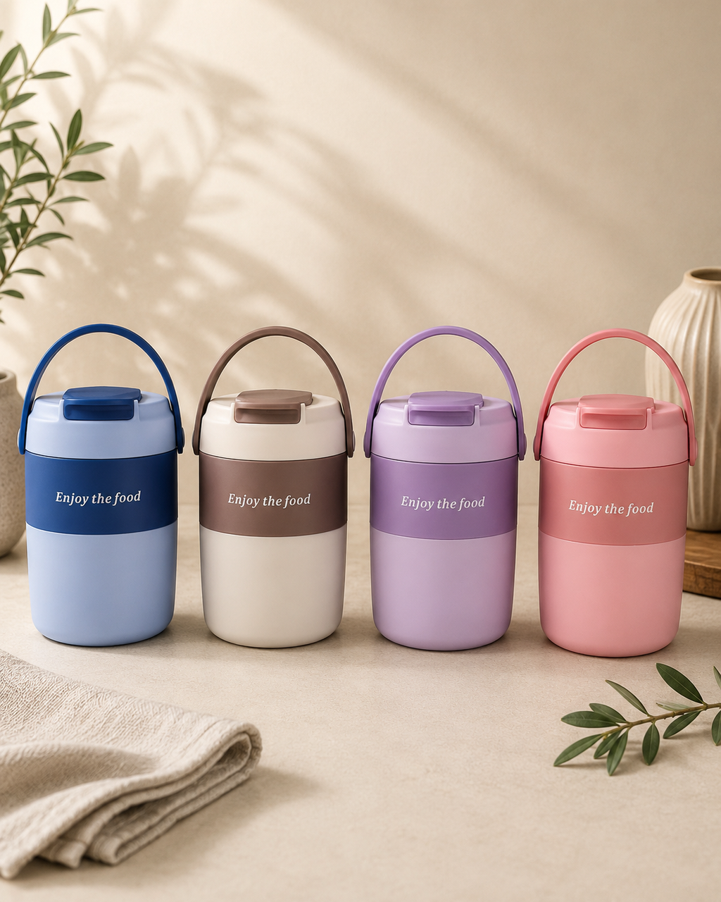 Vaso Portátil Multifuncional para Sopas & Bebidas | Plástico de Doble Pared | 600 ml