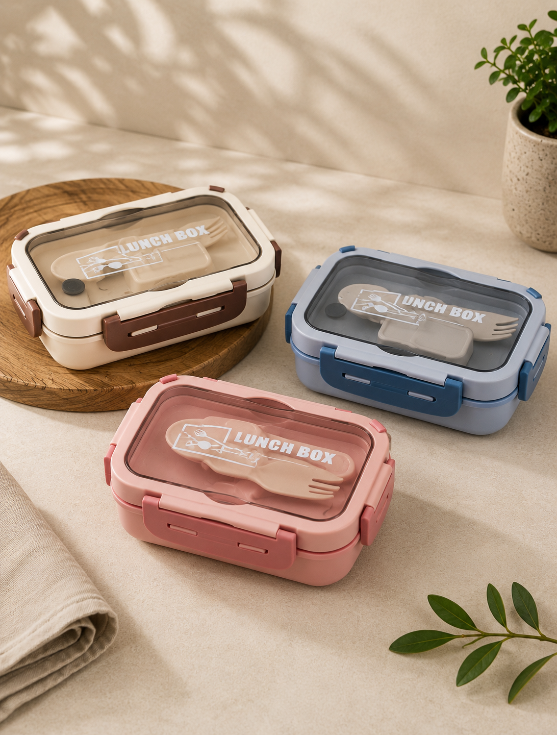 Lonchera Lunch Box de 1 Nivel con 3 Compartimentos Independientes | Plástico de Doble Pared | 840 ml