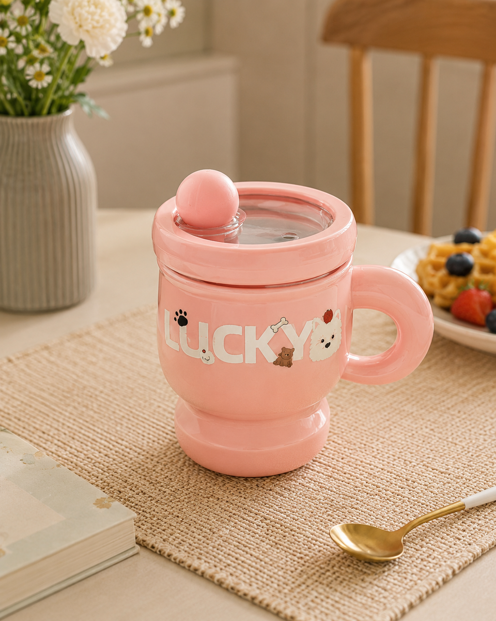 Taza Térmica Mugs LUCKY™ con Tapa Hermética y Pitillo | Acero Inoxidable 304 | 395 ml