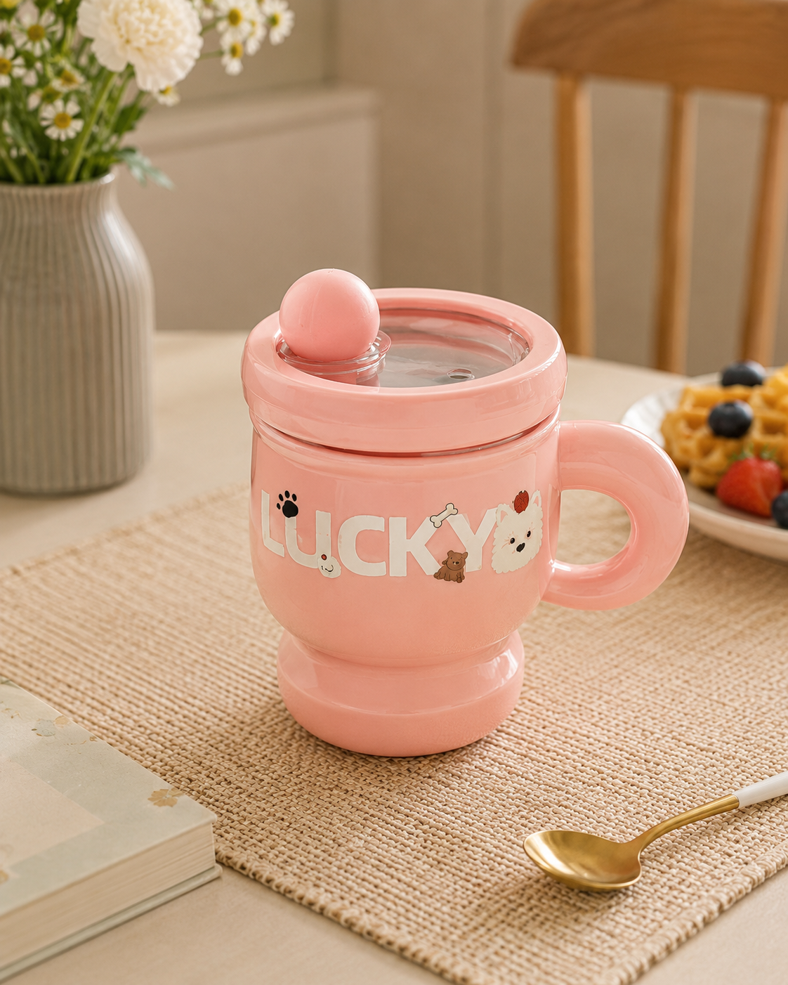 Taza Térmica Mugs LUCKY™ con Tapa Hermética y Pitillo | Acero Inoxidable 304 | 395 ml
