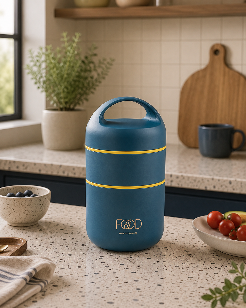 Portacomidas Térmico Premium de 2 Niveles con Compartimentos Independientes | Acero Inoxidable 304 | 1240 ml