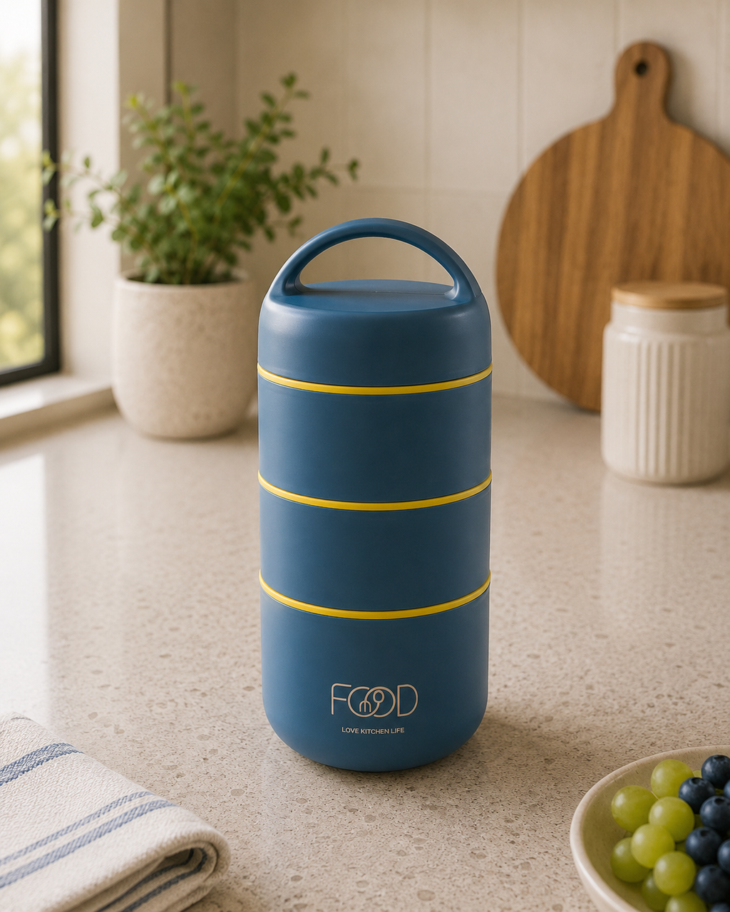Portacomidas Térmico Premium de 3 Niveles con Compartimentos Independientes | Acero Inoxidable 304 | 1590 ml