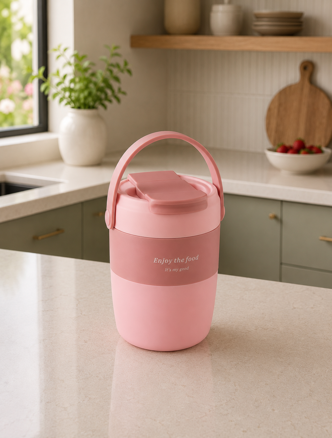 Vaso Portátil Multifuncional para Sopas & Bebidas | Plástico de Doble Pared | 600 ml