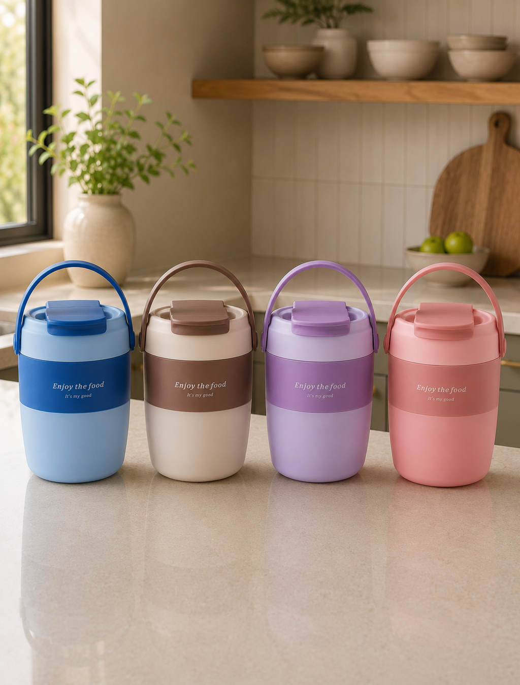 Vaso Portátil Multifuncional para Sopas & Bebidas | Plástico de Doble Pared | 600 ml