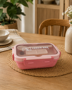 Lonchera Lunch Box de 1 Nivel con 3 Compartimentos Independientes | Plástico de Doble Pared | 840 ml