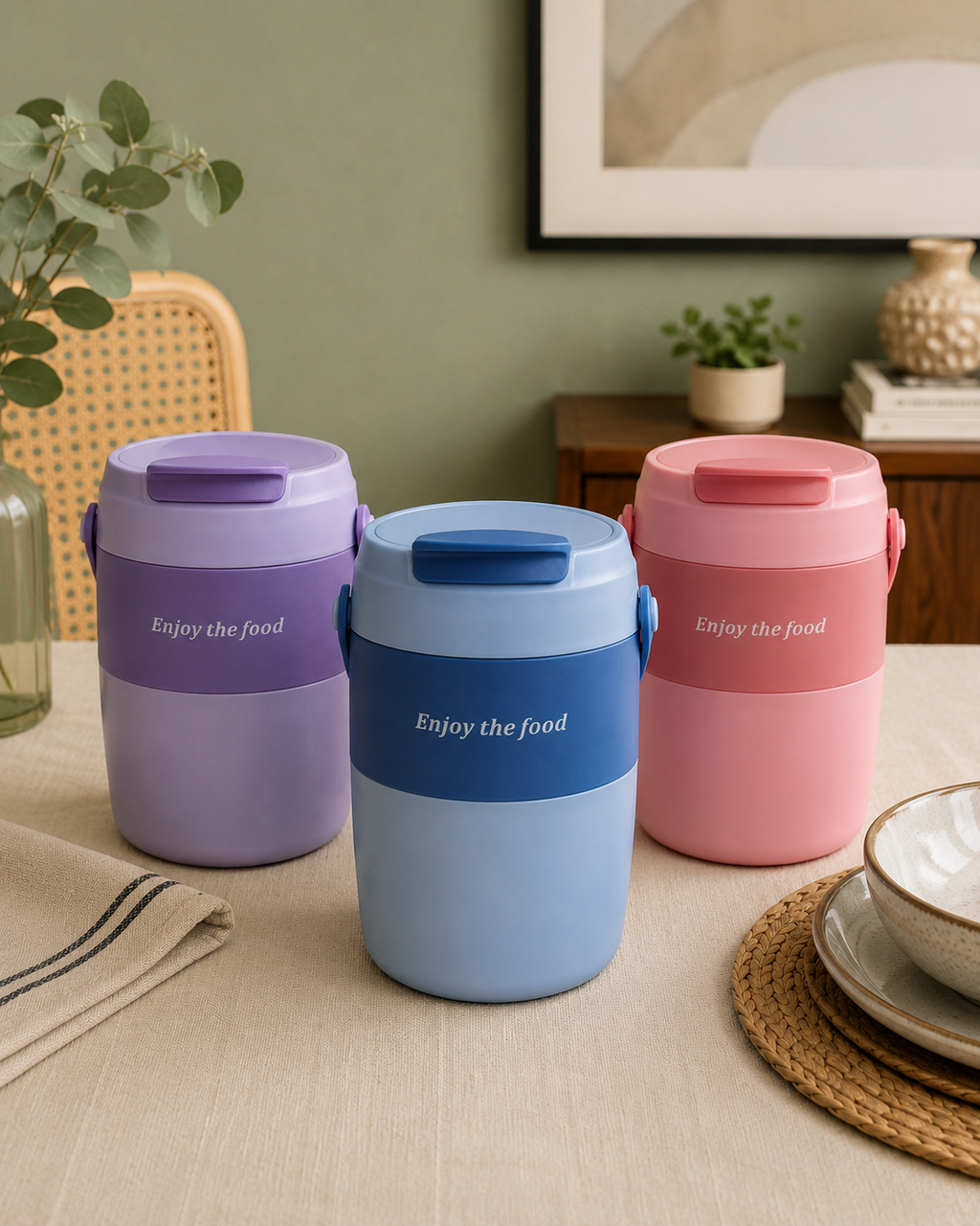 Vaso Portátil Multifuncional para Sopas & Bebidas | Plástico de Doble Pared | 600 ml
