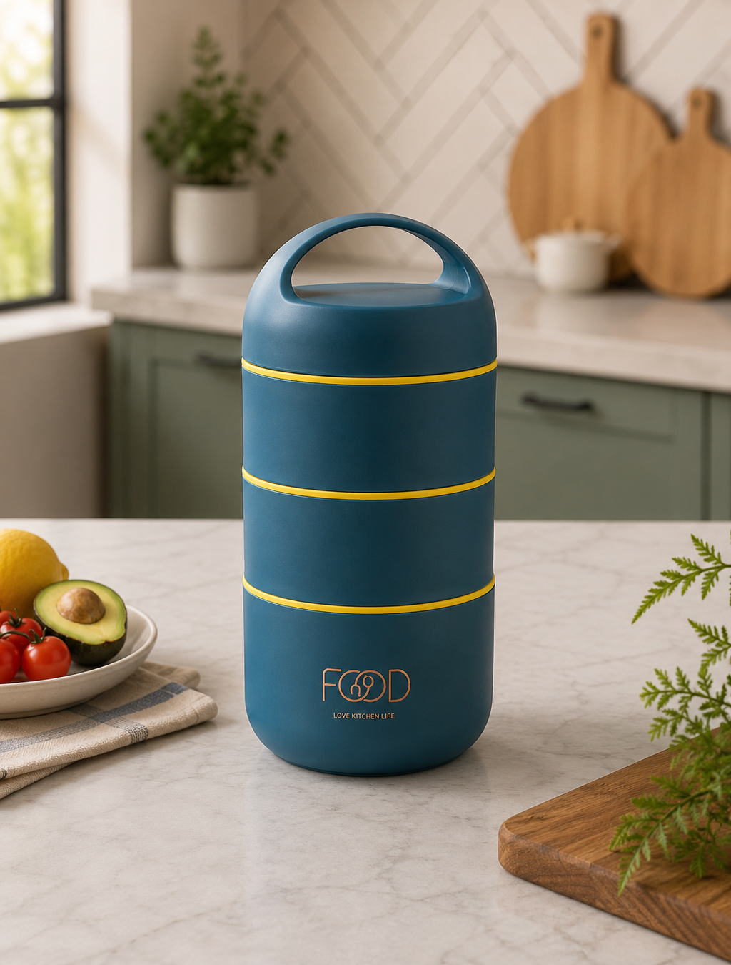 Portacomidas Térmico Premium de 3 Niveles con Compartimentos Independientes | Acero Inoxidable 304 | 1590 ml