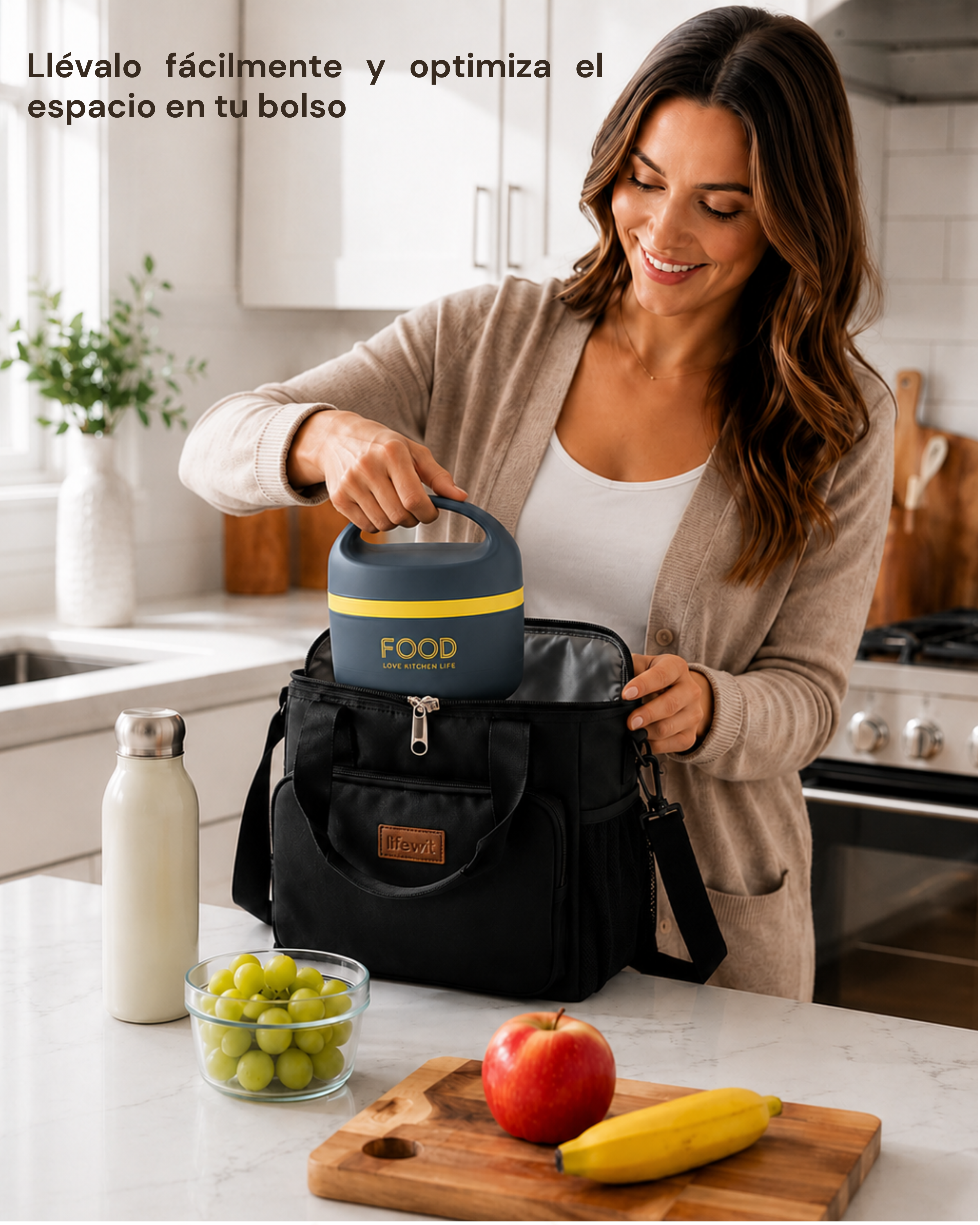 Portacomidas Térmico Premium de 1 Nivel con Plato Interior | Acero Inoxidable 304 | 1500 ml