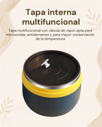 Portacomidas Térmico Premium de 1 Nivel con Plato Interior | Acero Inoxidable 304 | 1500 ml