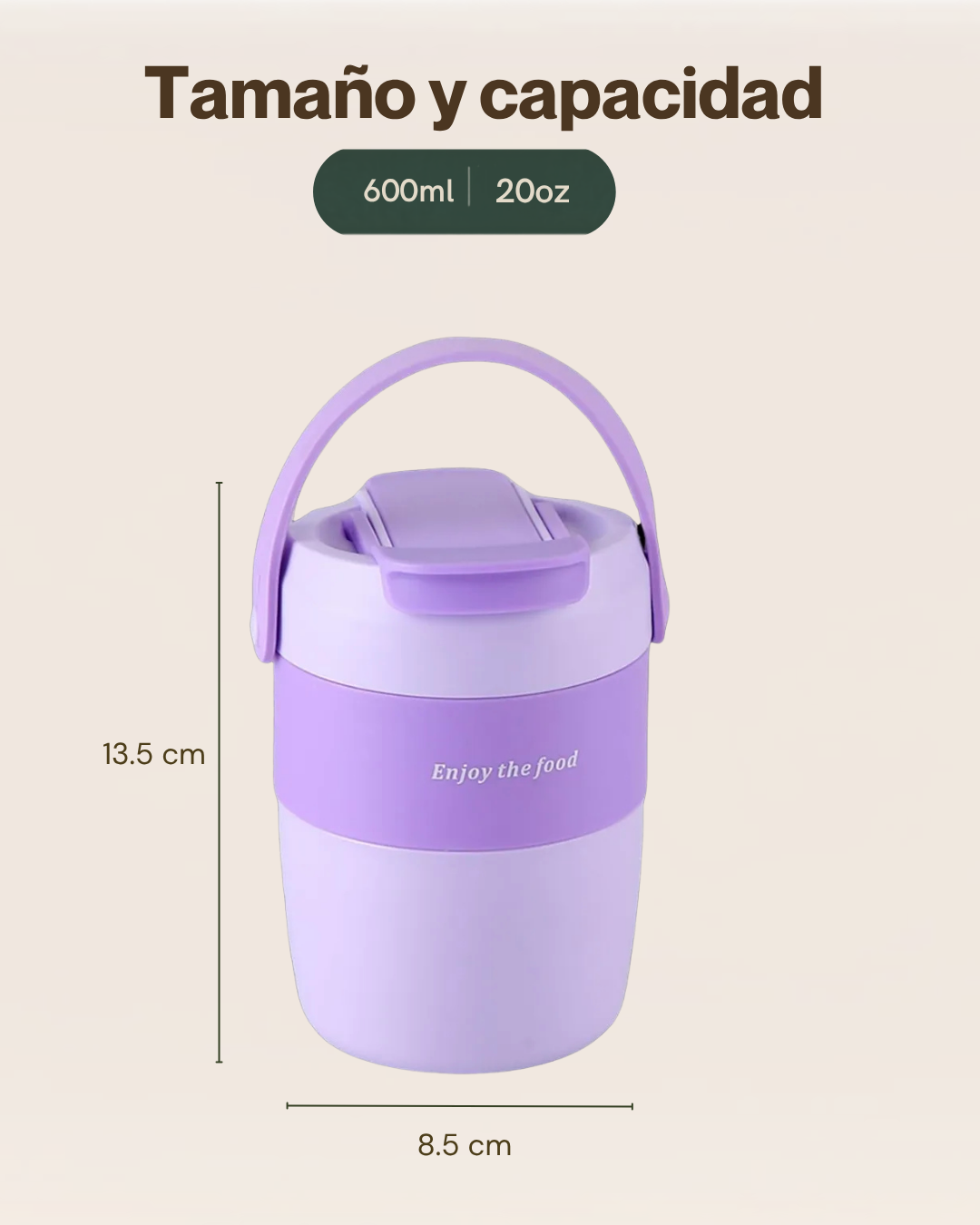 Vaso Portátil Multifuncional para Sopas & Bebidas | Plástico de Doble Pared | 600 ml