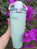Termo Premium Fiesta con Asa Ergonómica | Acero Inoxidable 304 | 30 oz (887 ml)