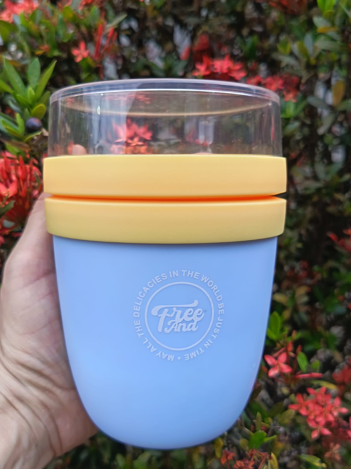 Vaso Portátil Multifuncional con Compartimiento para Toppings | Plástico de Doble Pared | 750 ml