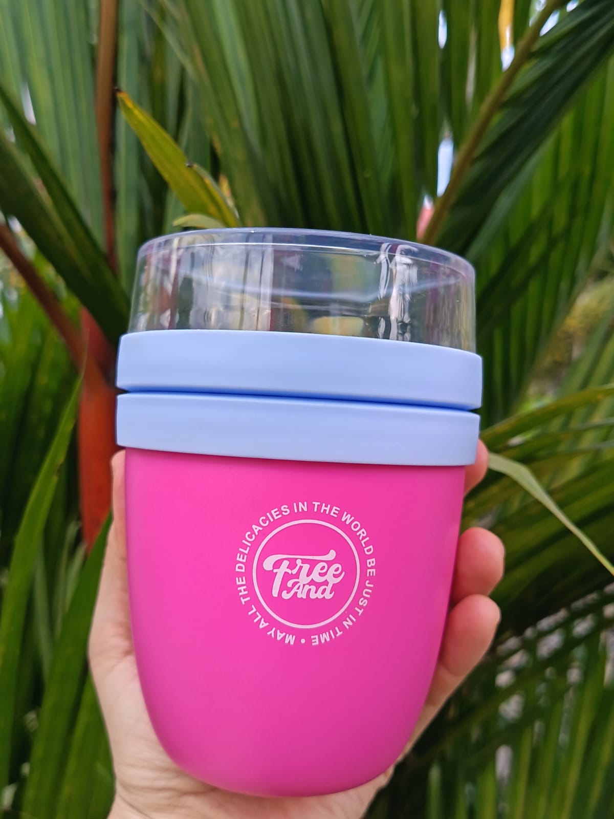 Vaso Portátil Multifuncional con Compartimiento para Toppings | Plástico de Doble Pared | 750 ml
