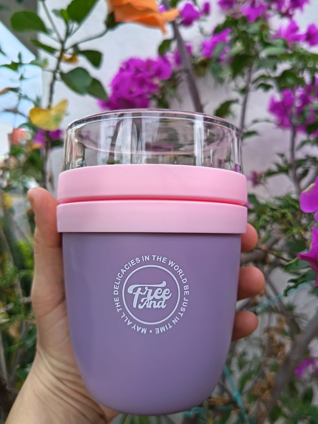 Vaso Portátil Multifuncional con Compartimiento para Toppings | Plástico de Doble Pared | 750 ml