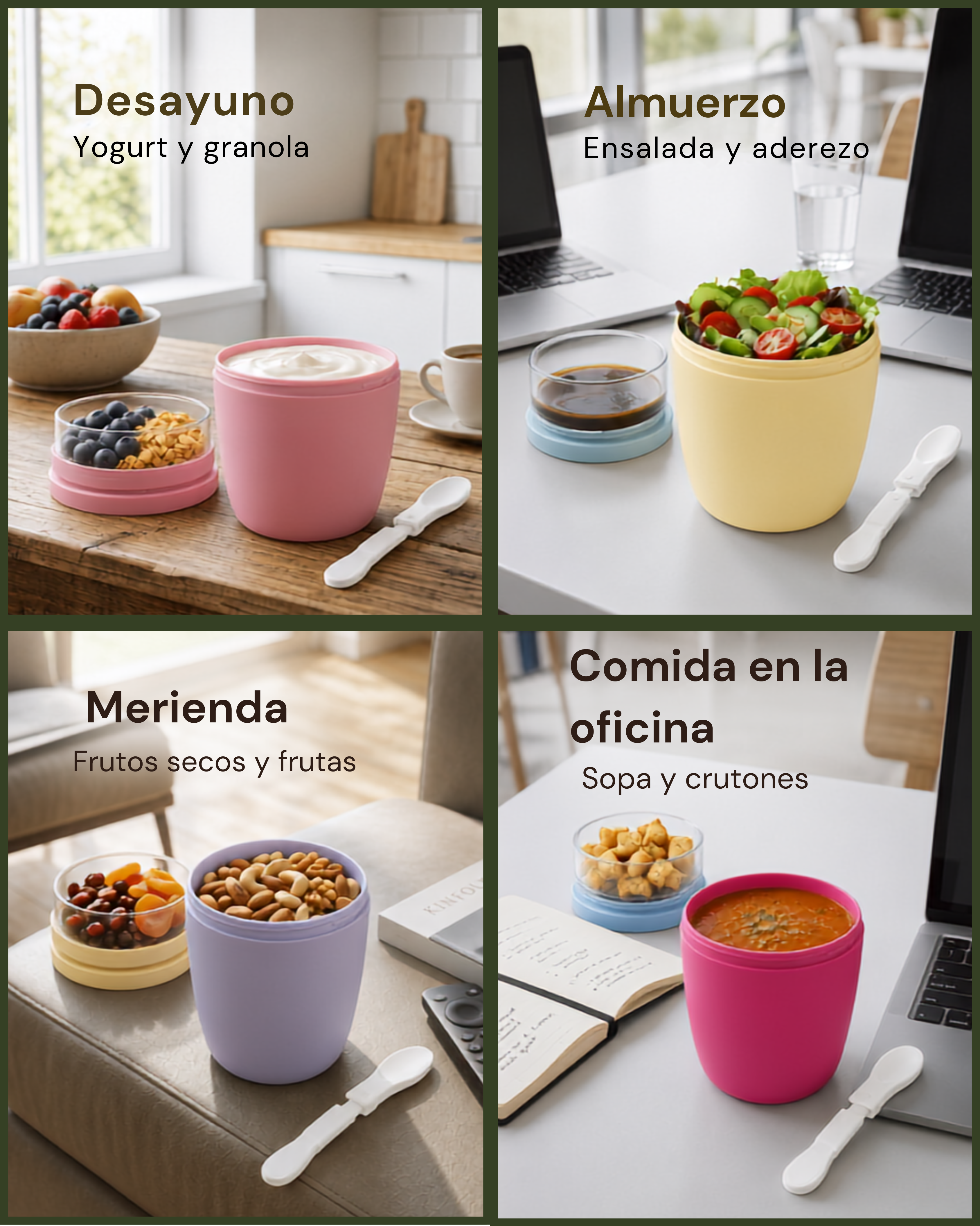 Vaso Portátil Multifuncional con Compartimiento para Toppings | Plástico de Doble Pared | 730 ml