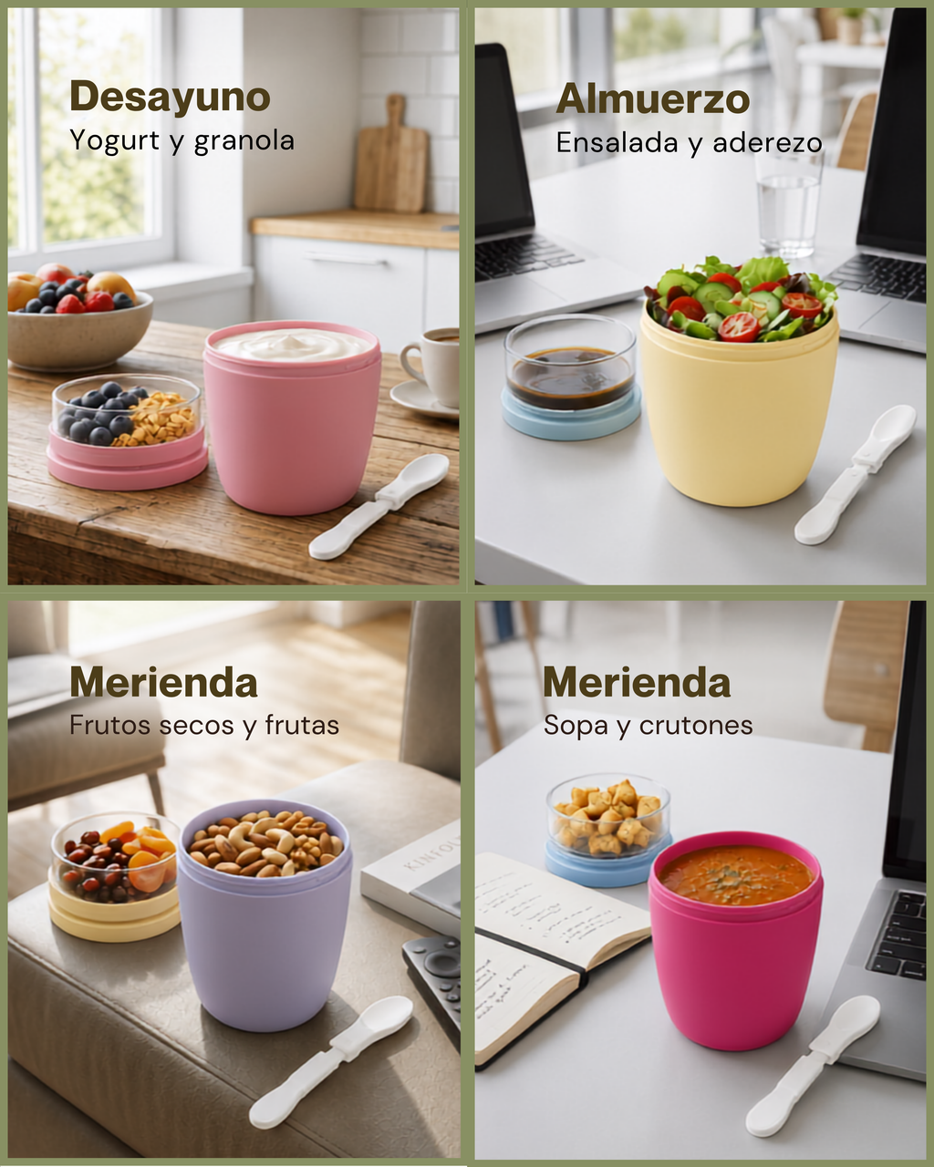 Vaso Portátil Multifuncional con Compartimiento para Toppings | Plástico de Doble Pared | 750 ml